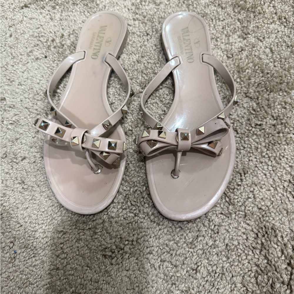 Valentino Cream Sandals with Bow Detail